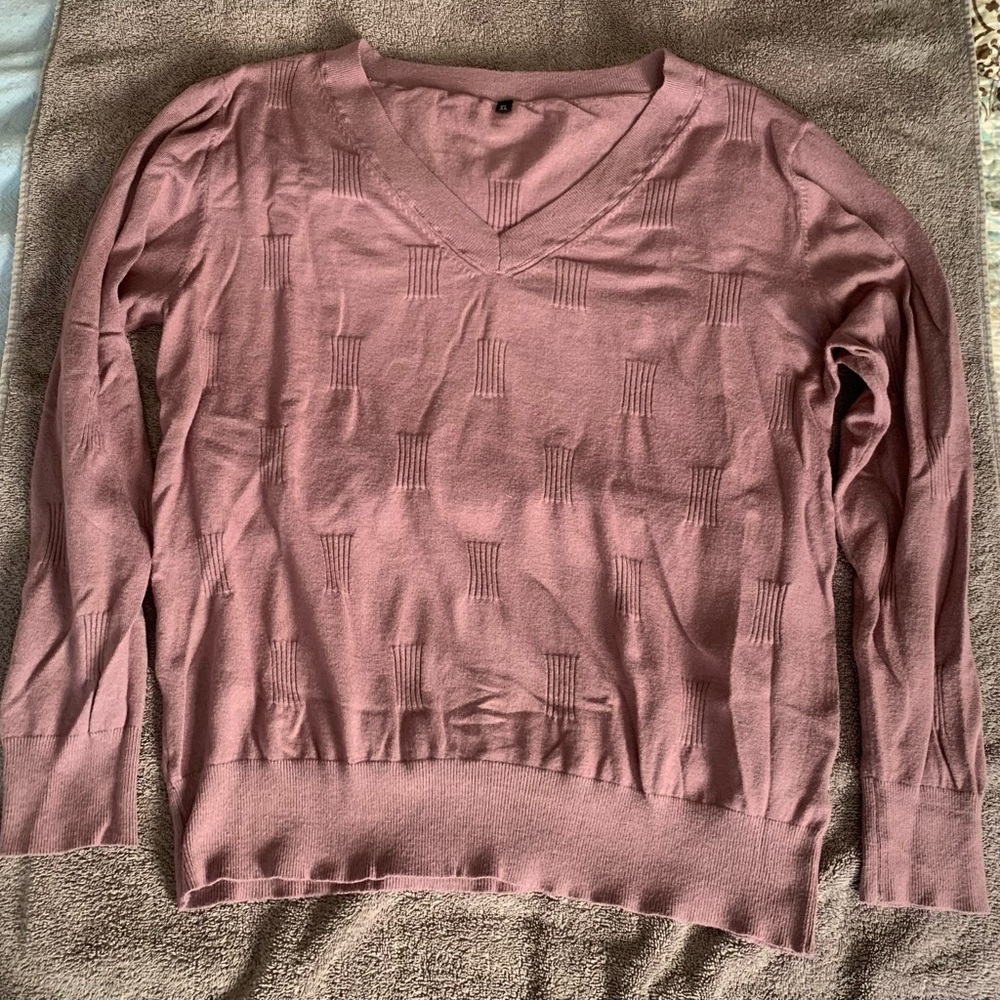 💜Arach & Cloz Sweater V Neck Casual Pullover Cozy Gray Purple - Size XL - Picture 3 of 10